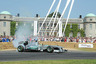 Lewis Hamilton plays to the crowd in Silver Arrow