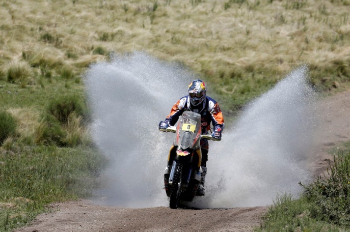 Foto: www.dakar.com;Portugalec Ruben Faria s motocyklom KTM zatiaľ figuruje na dvanástej priečke;