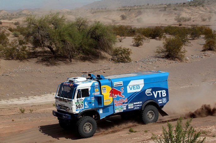 Najrýchlejším kamiónom je po troch etapách Kamaz ruského vodiča Airata Mardejeva;www.dakar.com