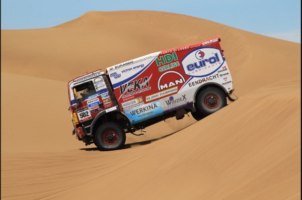 Jeden z truckov Eurol/Veka MAN Rally Teamu s Holanďanom Marcelom Van Vlietom za volantom;