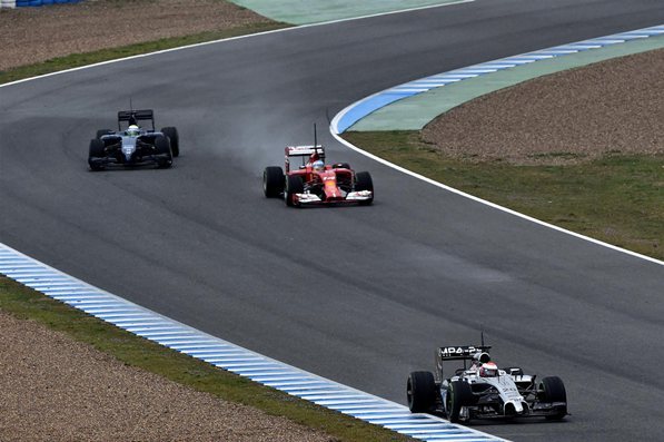 F.Massa (Williams), F.Alonso (Ferrari), K.Magnussen (McLaren)